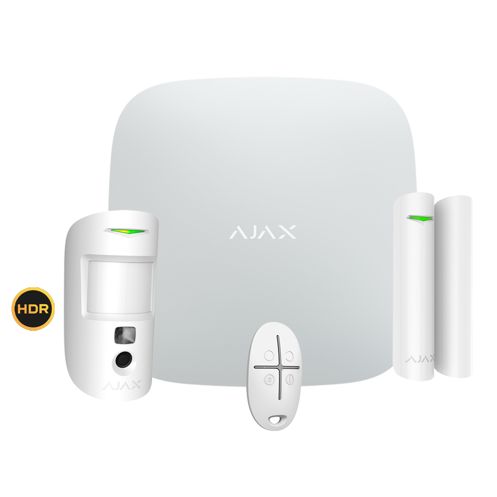 Ajax Kit de alarma profesional Certificado Grado 2 color blanco AJ-STARTERKITPLUS-CAM-HDR-W