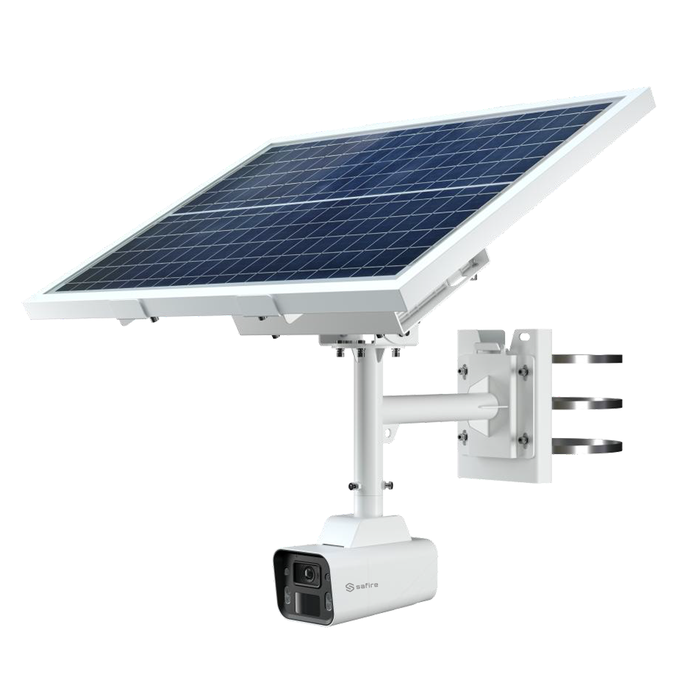Safire Smart Cámara Bullet IP I1 4G Panel solar y bateria color blanco 4 MP, 2.8 mm, WiFi, PoE SF-IPB382CA-4I1-SOLAR4G