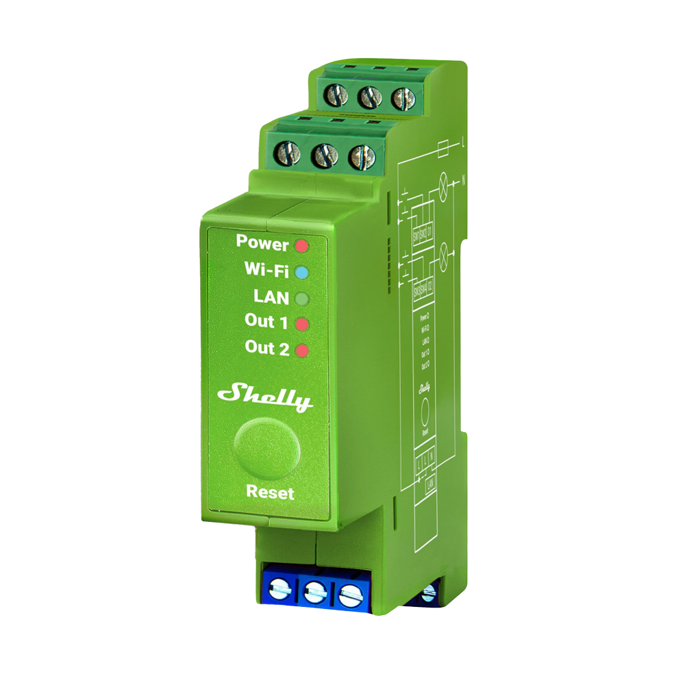 Shelly Pro Dimmer 2PM WiFi 2.4 GHz IEEE802.11 b/g/n / Bluetooth SH-PRO-DIMMER-2PM